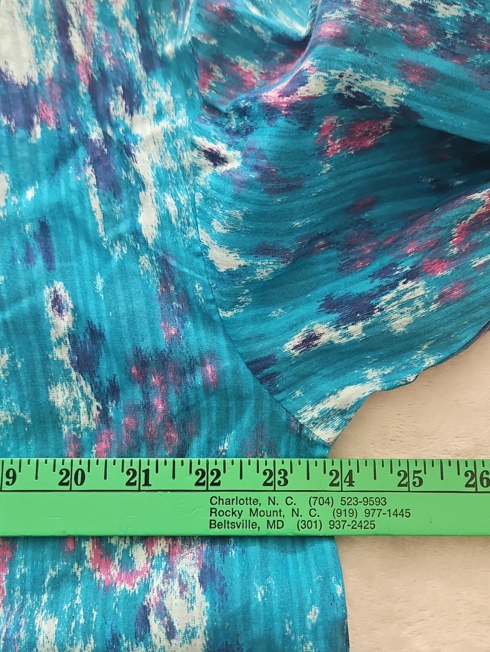 Westbound Long Sleeve Collared Partial Button Relaxed Tunic: Turquoise Monet: XL - Picture 13 of 16